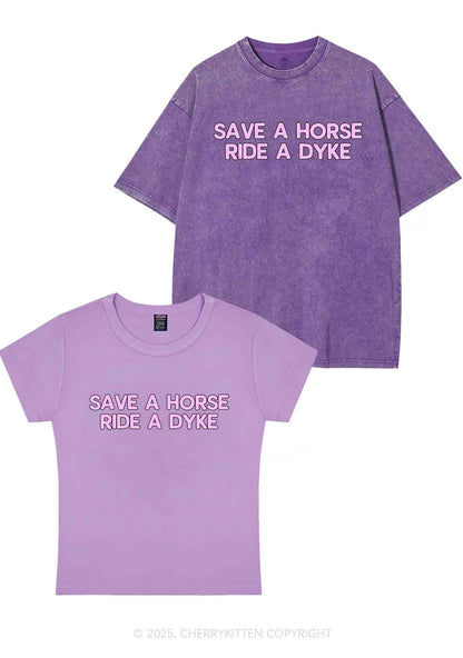 Save Horse Ride Dyke Y2K Valentine's Day Couple Shirt Cherrykitten