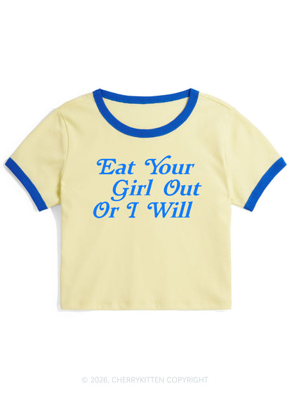 Eat Your Girl Out Y2K Ringer Tee Cherrykitten