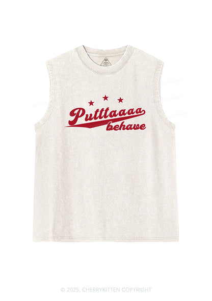 Putttaaaa Behave Y2K Washed Muscle Tank Cherrykitten