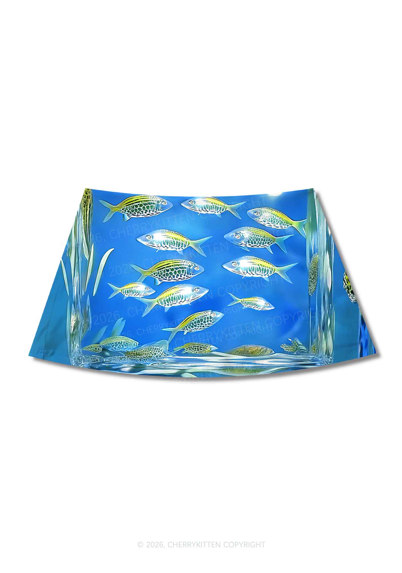 Undersea Fish Y2K Print Mini Skirt Cherrykitten
