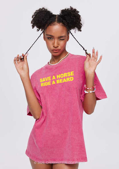 Ride A Beard Y2K Shirts Washed Tee Cherrykitten