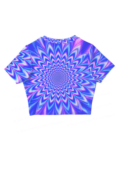Blue Vortex Optical Illusion Y2K Mesh Crop Top Cherrykitten