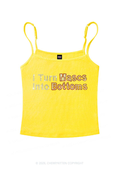 Rhinestone I Turn Mascs Into Bottoms Y2K Spaghetti Strap Cami Cherrykitten