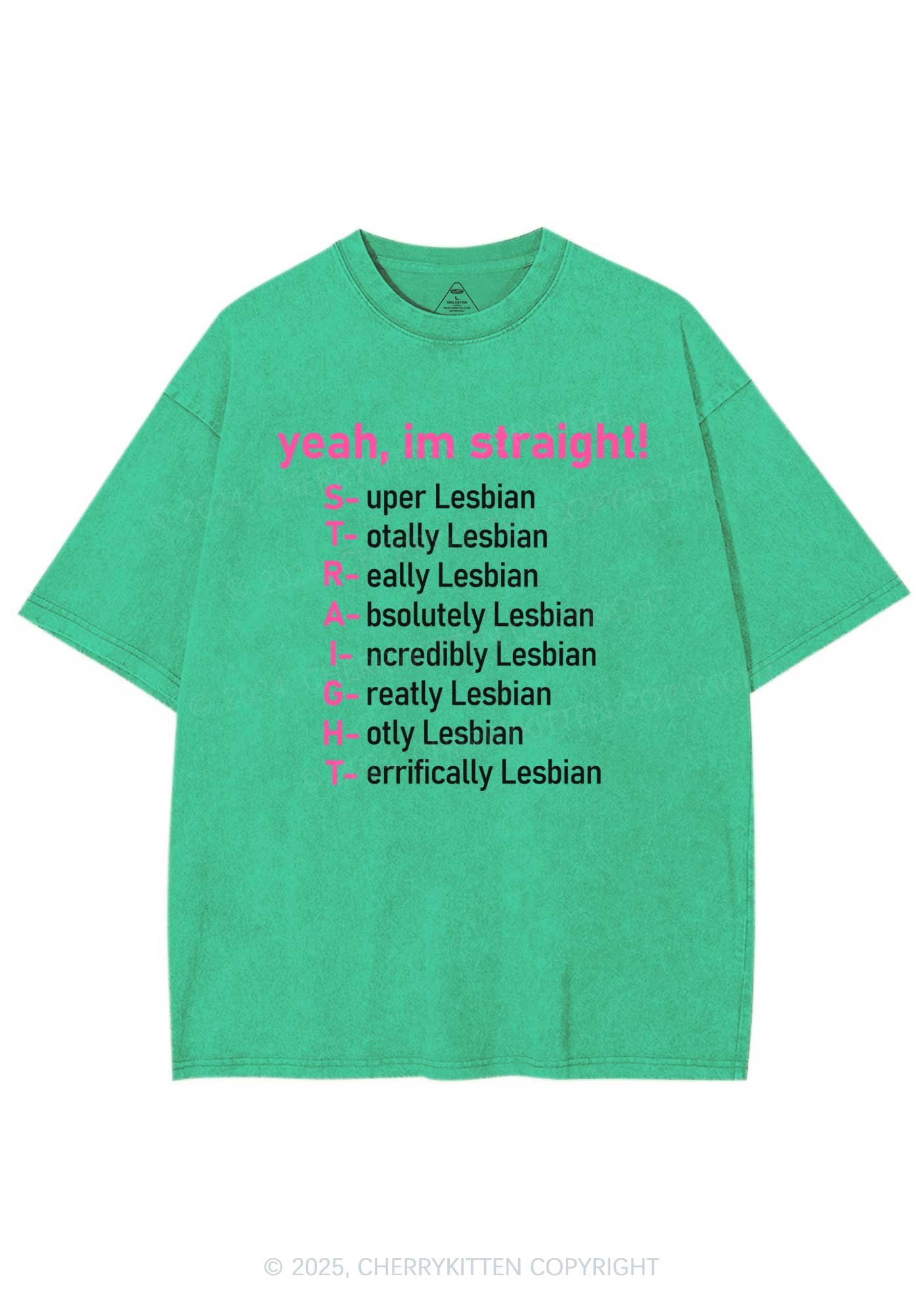 Straight Lesbian Y2K Shirts Washed Tee Cherrykitten