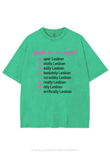 Straight Lesbian Y2K Shirts Washed Tee Cherrykitten