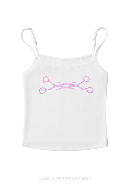 Rhinestone Pink Scissor Pride Y2K Spaghetti Strap Cami Cherrykitten