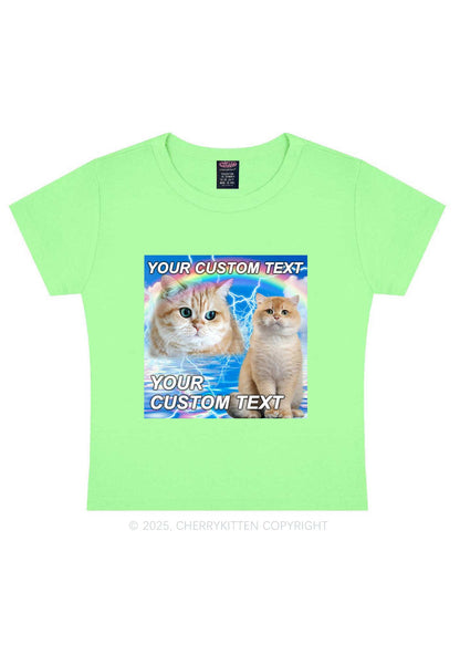 Custom Text Your Kitten Y2K Baby Tee Cherrykitten