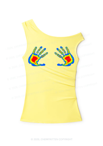 Thermal Hands Y2K Off Shoulder Tank Top Cherrykitten