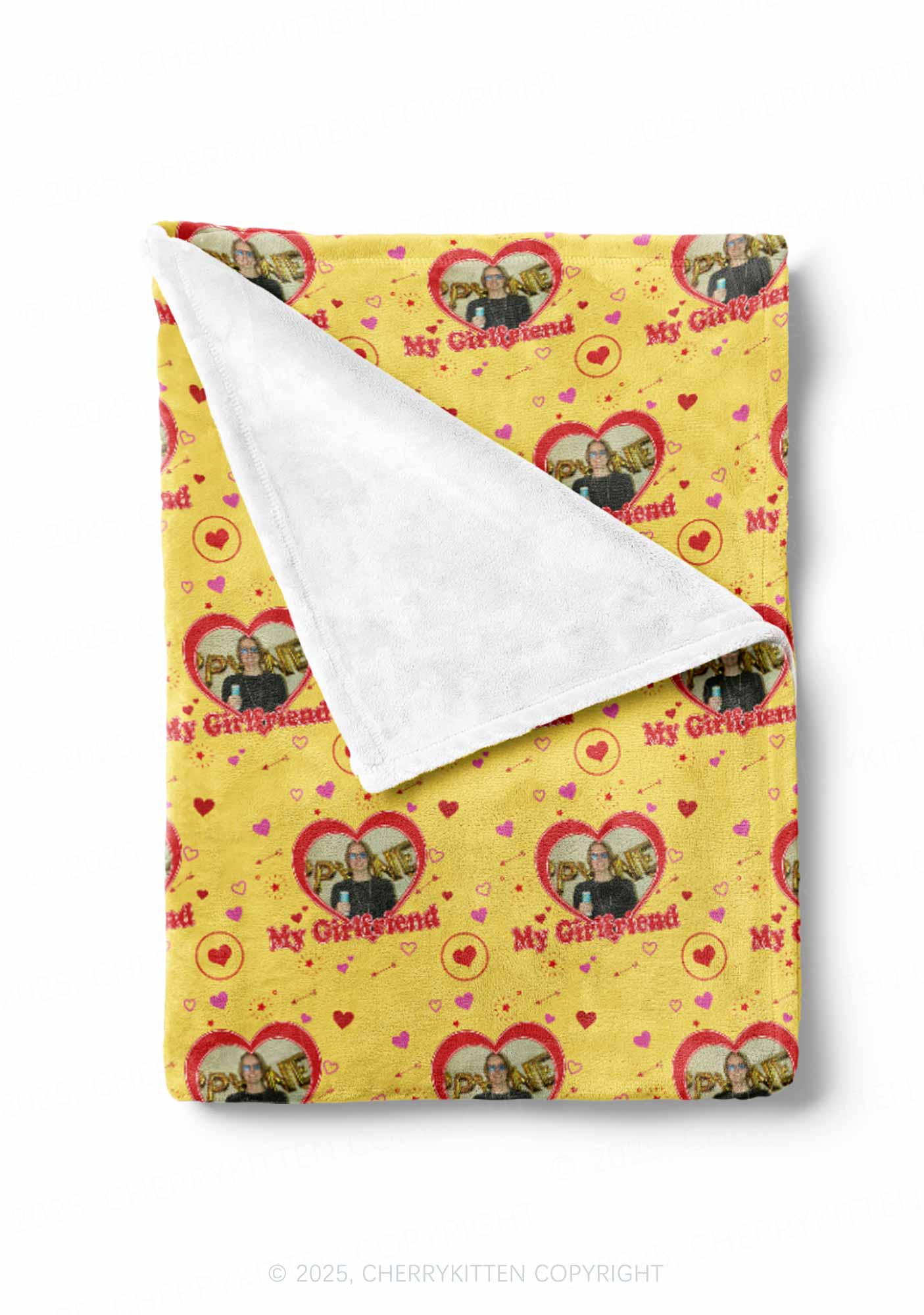 Custom My GF Photo Valentine's Day Y2K Plush Blanket Cherrykitten