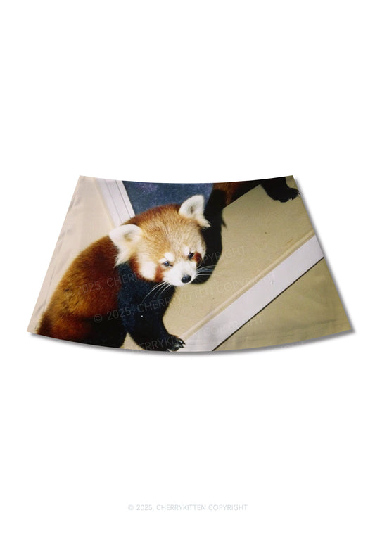 Raccoon Friends Y2K Print Mini Skirt Cherrykitten