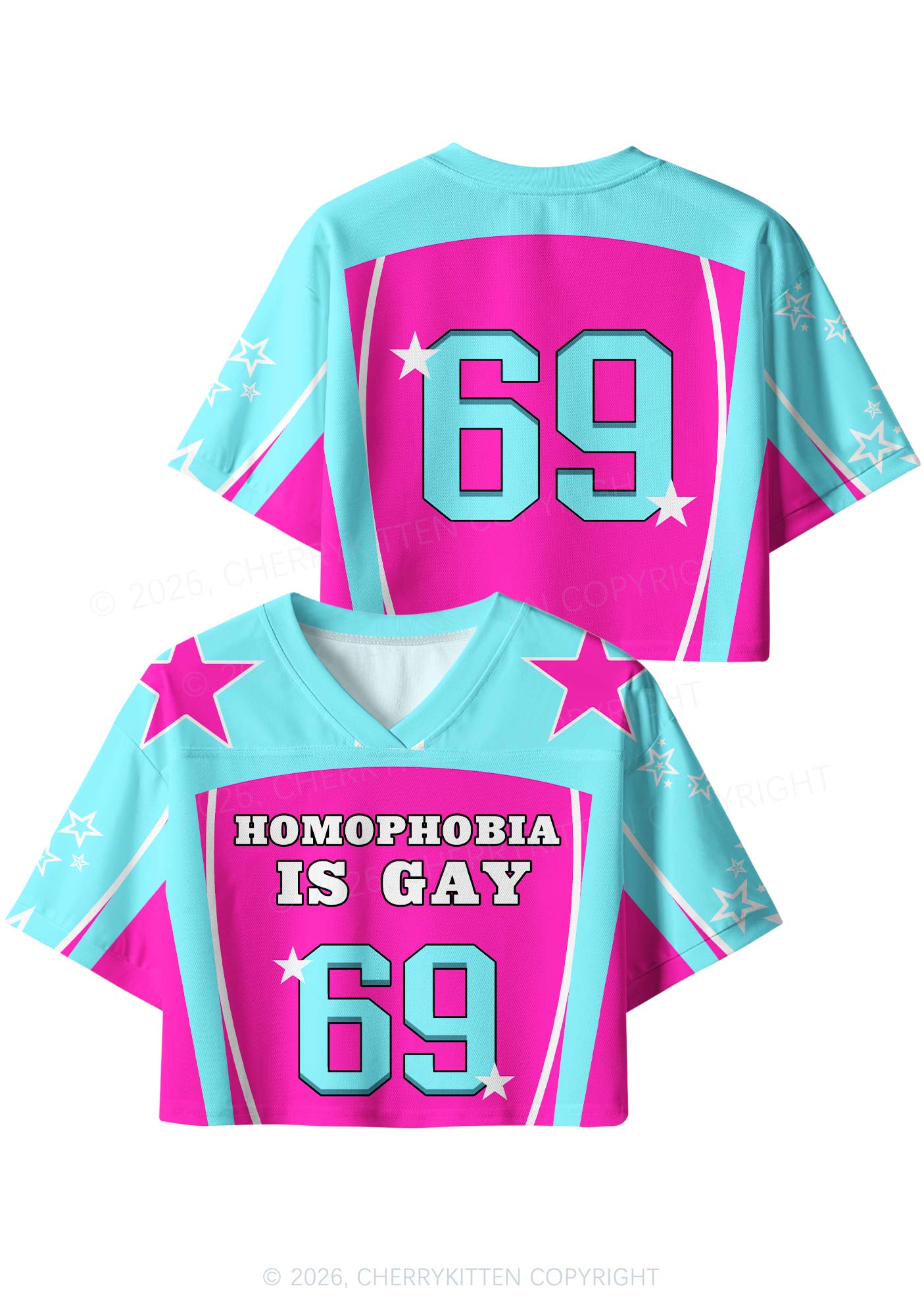 Hot Pink Homophobia Is Gay Pride Y2K Crop Sport Jersey Shirts Cherrykitten