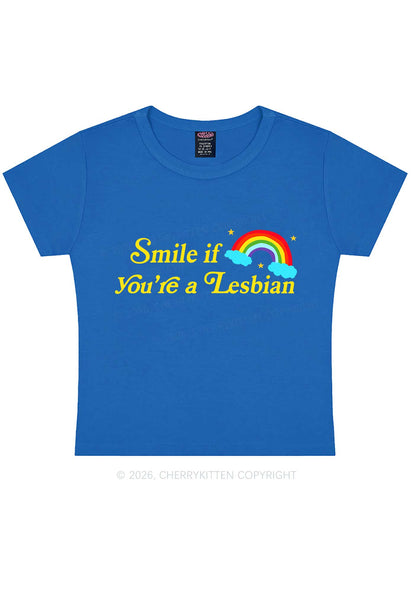 Smile If You Are Lesbian Pride Y2K Baby Tee Cherrykitten