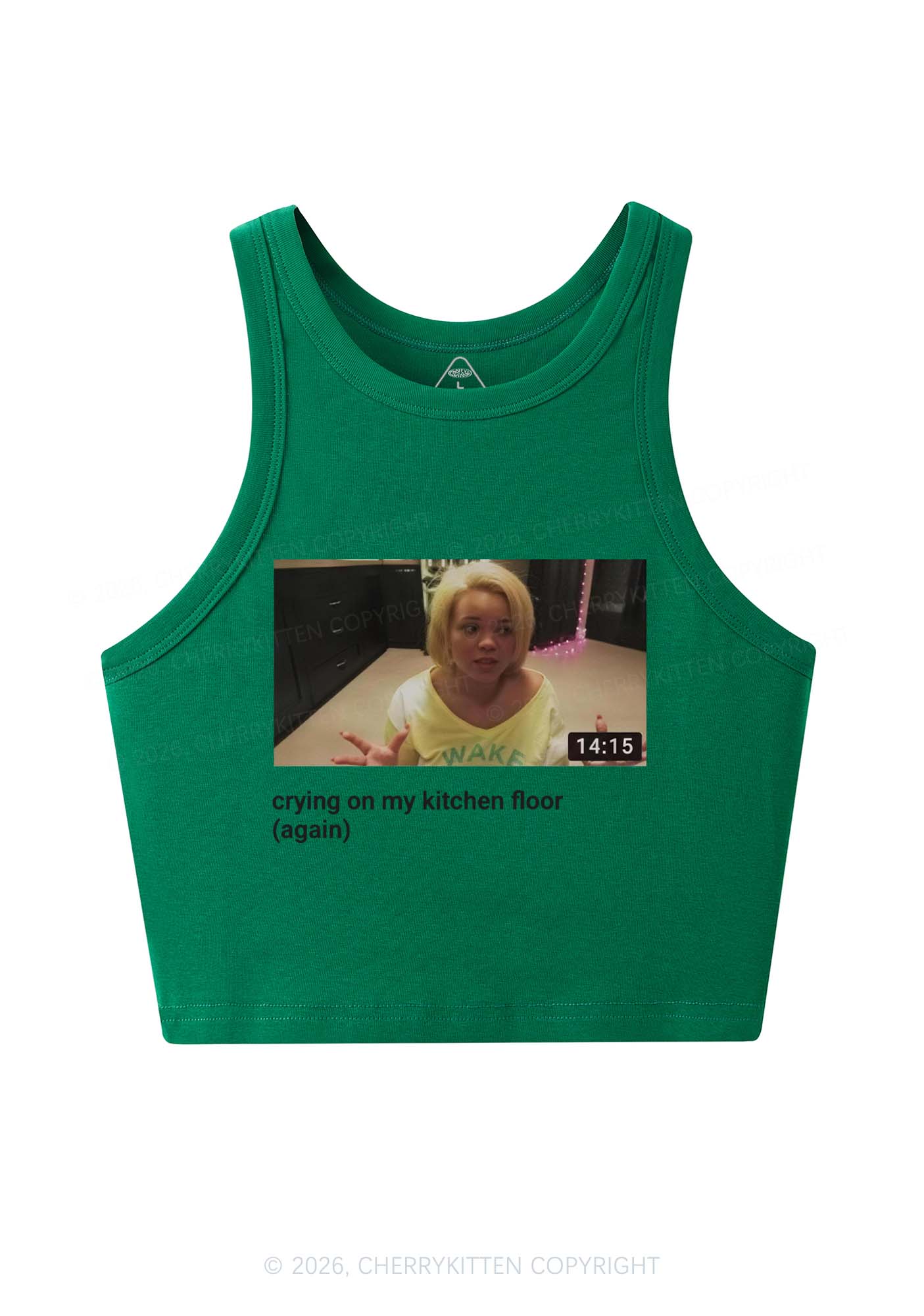 Crying On Kitchen Floor Y2K Crop Tank Top Cherrykitten