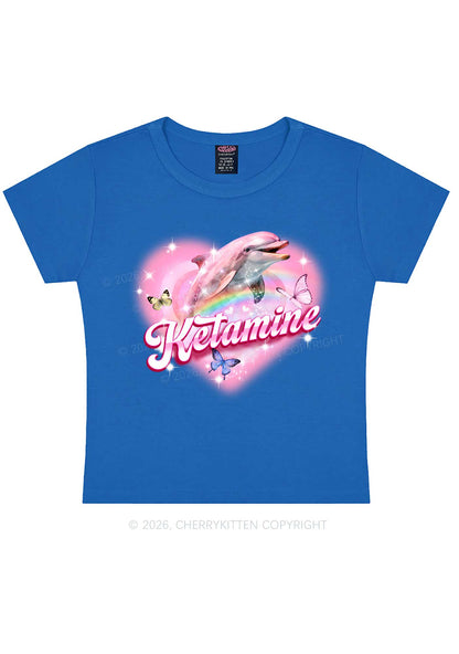 Pink K Dolphin Y2K Baby Tee Cherrykitten