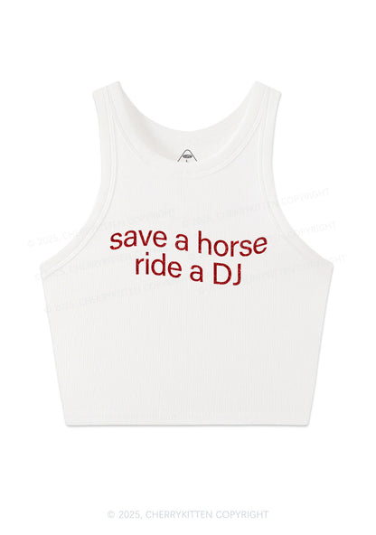 Glitter Ride A DJ Y2K Crop Tank Top Cherrykitten