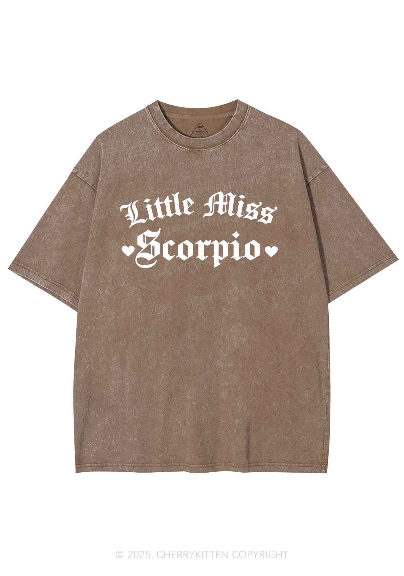 Custom Zodiac Little Miss Y2K Shirts Washed Tee Cherrykitten