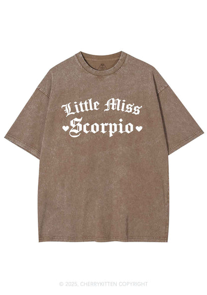 Custom Zodiac Little Miss Y2K Shirts Washed Tee Cherrykitten
