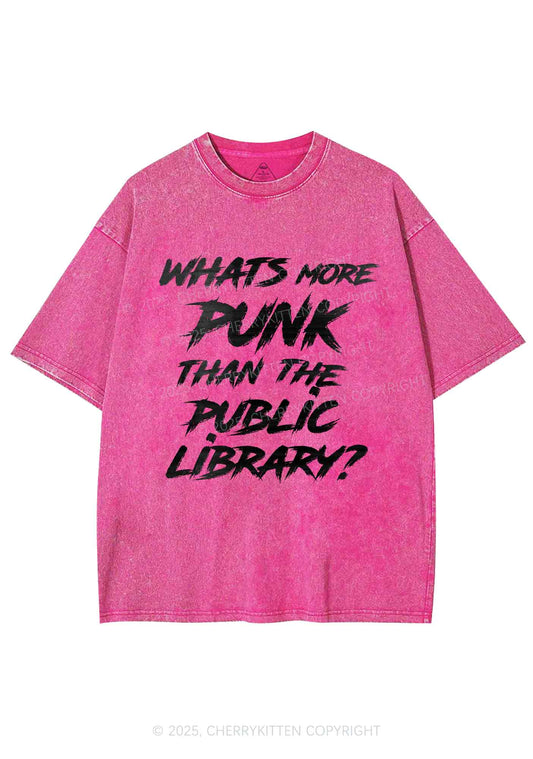 Punk Than Public Library Y2K Shirts Washed Tee Cherrykitten