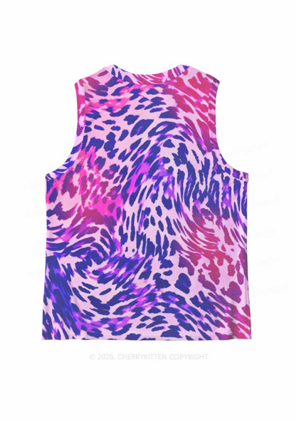 Bisexual Leopard Pride Y2K Mesh Muscle Tank Cherrykitten