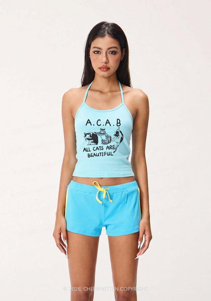 ACAB Cats Y2K Halter Neck Cami Cherrykitten