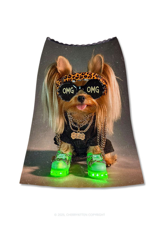 OMG Doggy Y2K Print Midi Skirt Cherrykitten