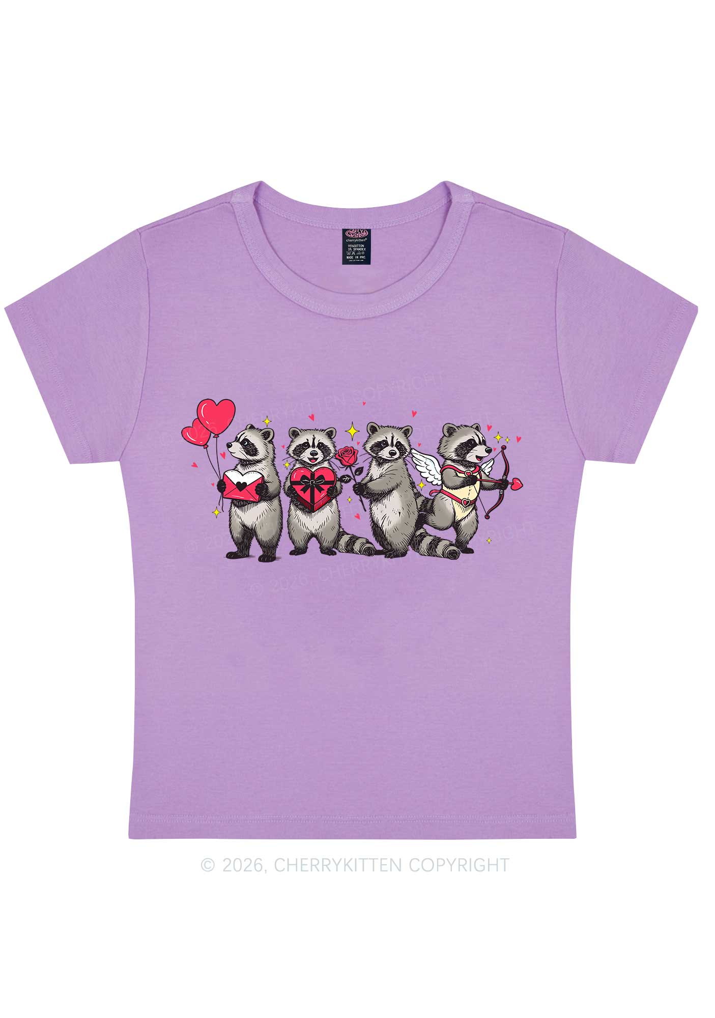 Raccoon Cupids Valentine's Day Y2K Baby Tee Cherrykitten