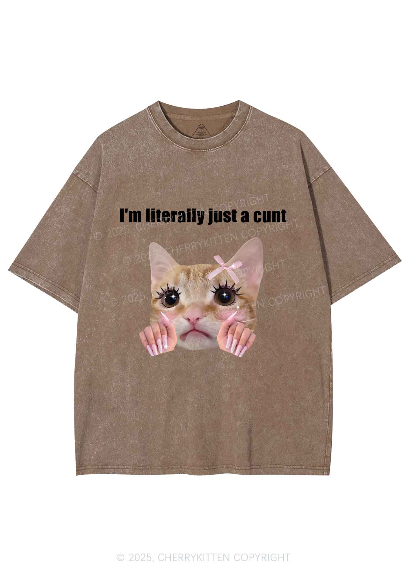 Im Literally Cxxt Y2K Shirts Washed Tee Cherrykitten