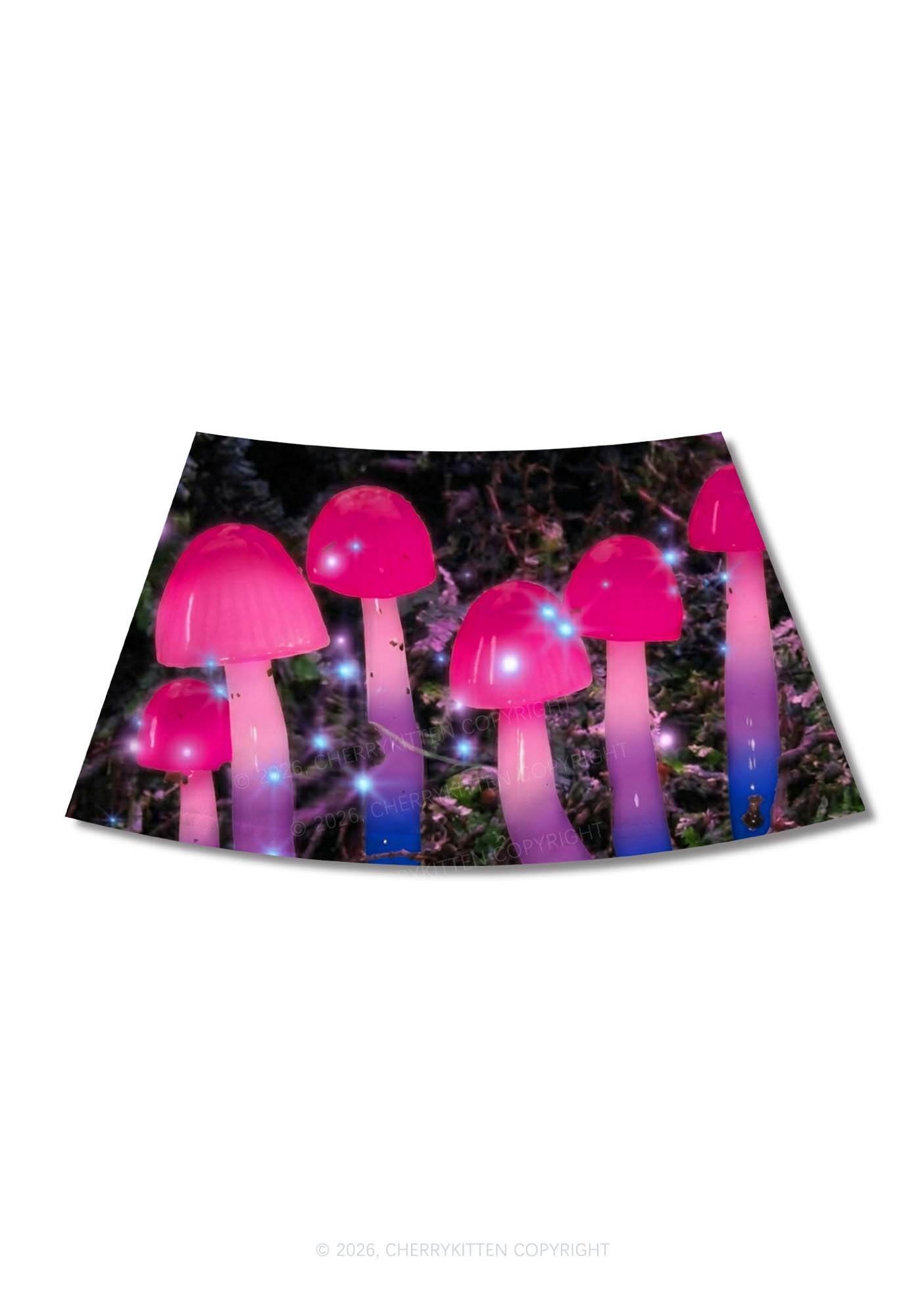 Bisexual Glowing Mushroom Pride Y2K Print Mini Skirt Cherrykitten