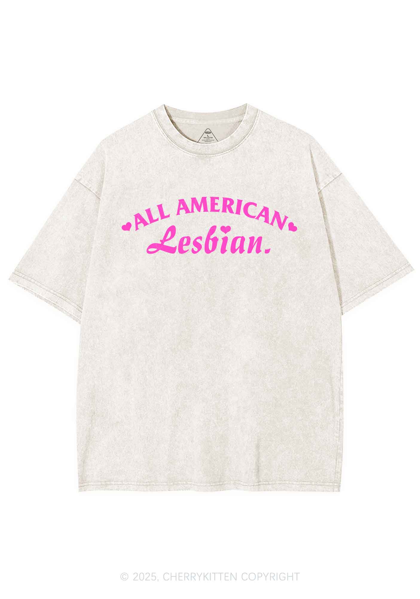 All American Lesbian Y2K Shirts Washed Tee Cherrykitten