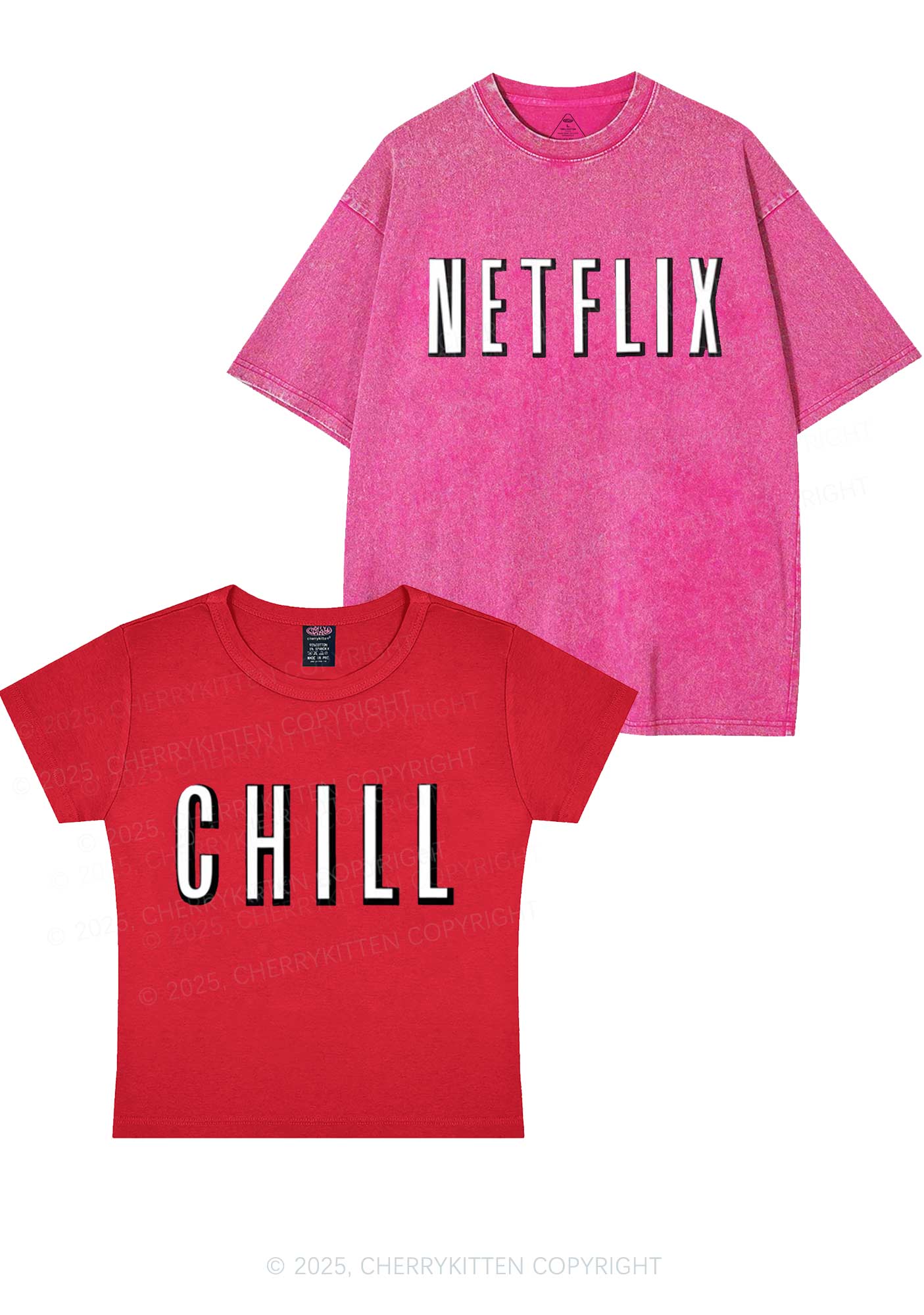 Netflix Chill Y2K Valentine's Day Couple Shirt Cherrykitten