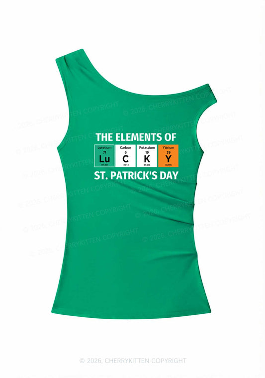 Elements Of Lucky St Patricks Y2K Off Shoulder Tank Top Cherrykitten