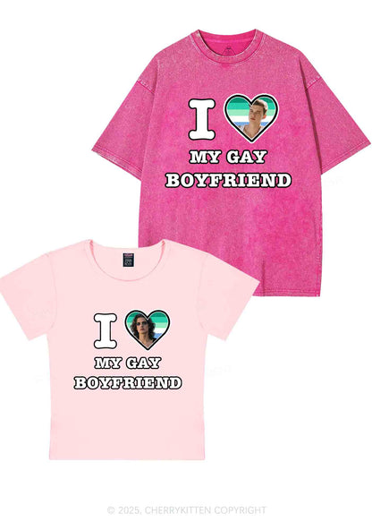 Custom My Gay BF Pride Y2K Valentine's Day Couple Shirt Cherrykitten