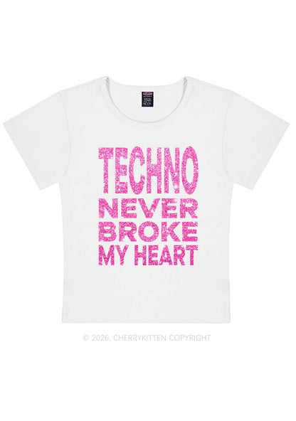 Glitter Techno Heart Y2K Baby Tee Cherrykitten