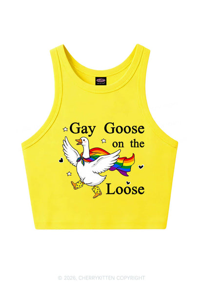 Gay Goose On The Loose Pride Y2K Crop Tank Top Cherrykitten