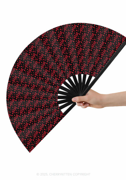 Black Slxt Y2K Rave Hand Fan Cherrykitten