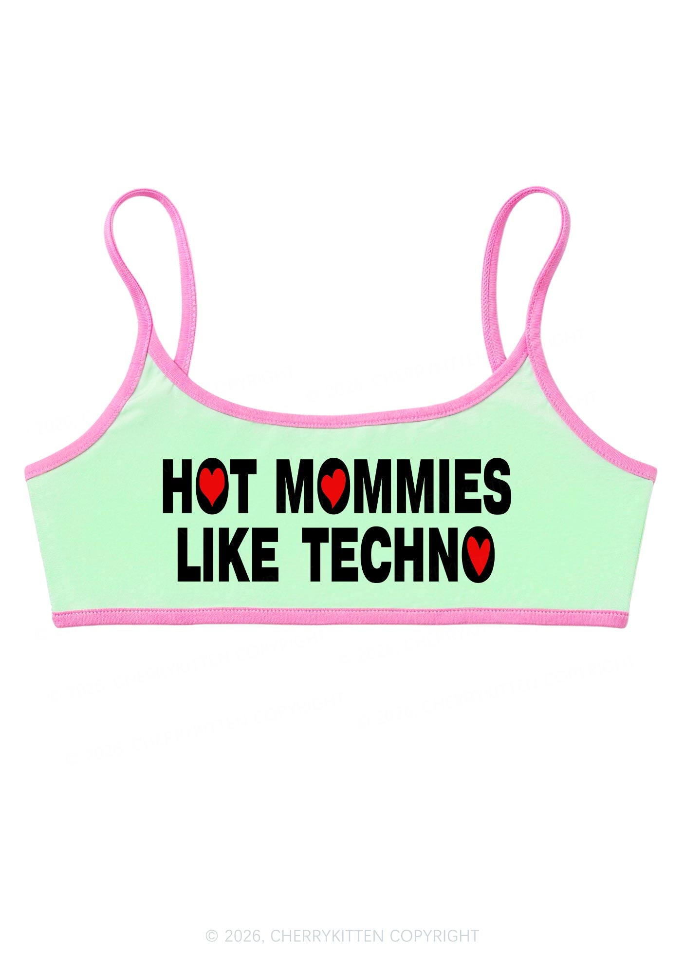 Hot Mommies Like Techno Y2K Super Crop Cami Cherrykitten