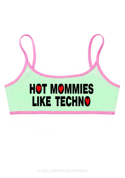 Hot Mommies Like Techno Y2K Super Crop Cami Cherrykitten