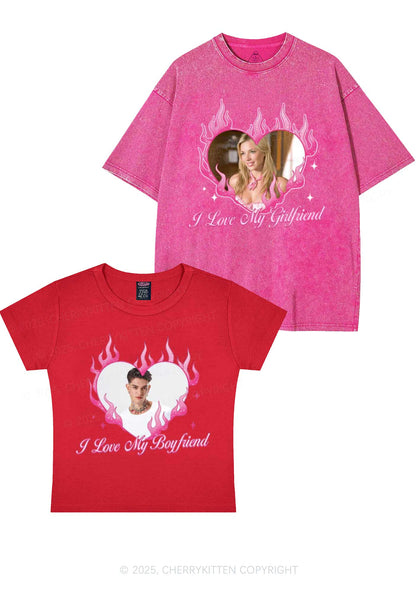 Custom I Love My GF BF Y2K Valentine's Day Couple Shirt Cherrykitten