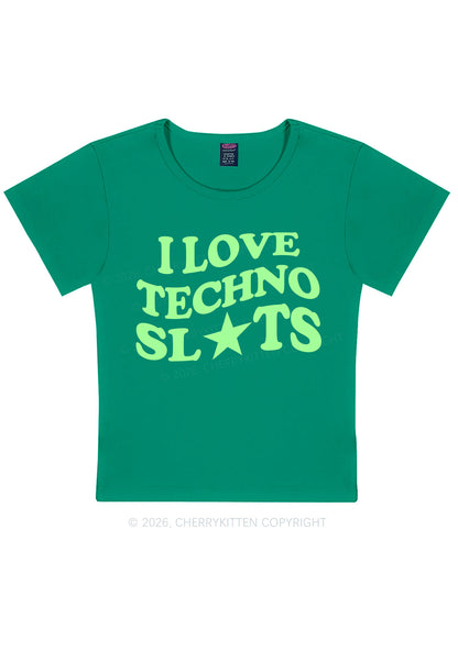 I Love Techno Slxts Y2K Baby Tee Cherrykitten