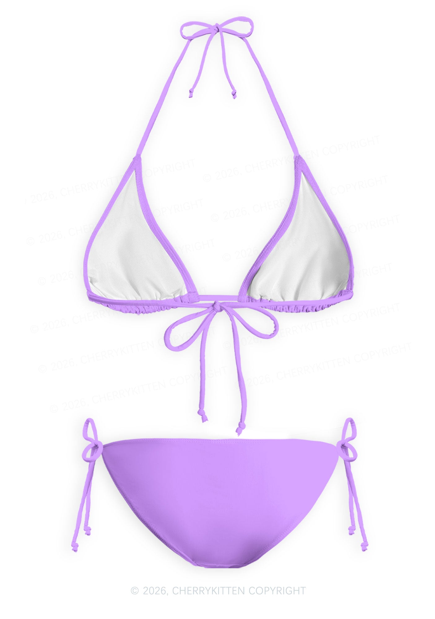 Purple Plain Y2K Print Bikini Set Cherrykitten