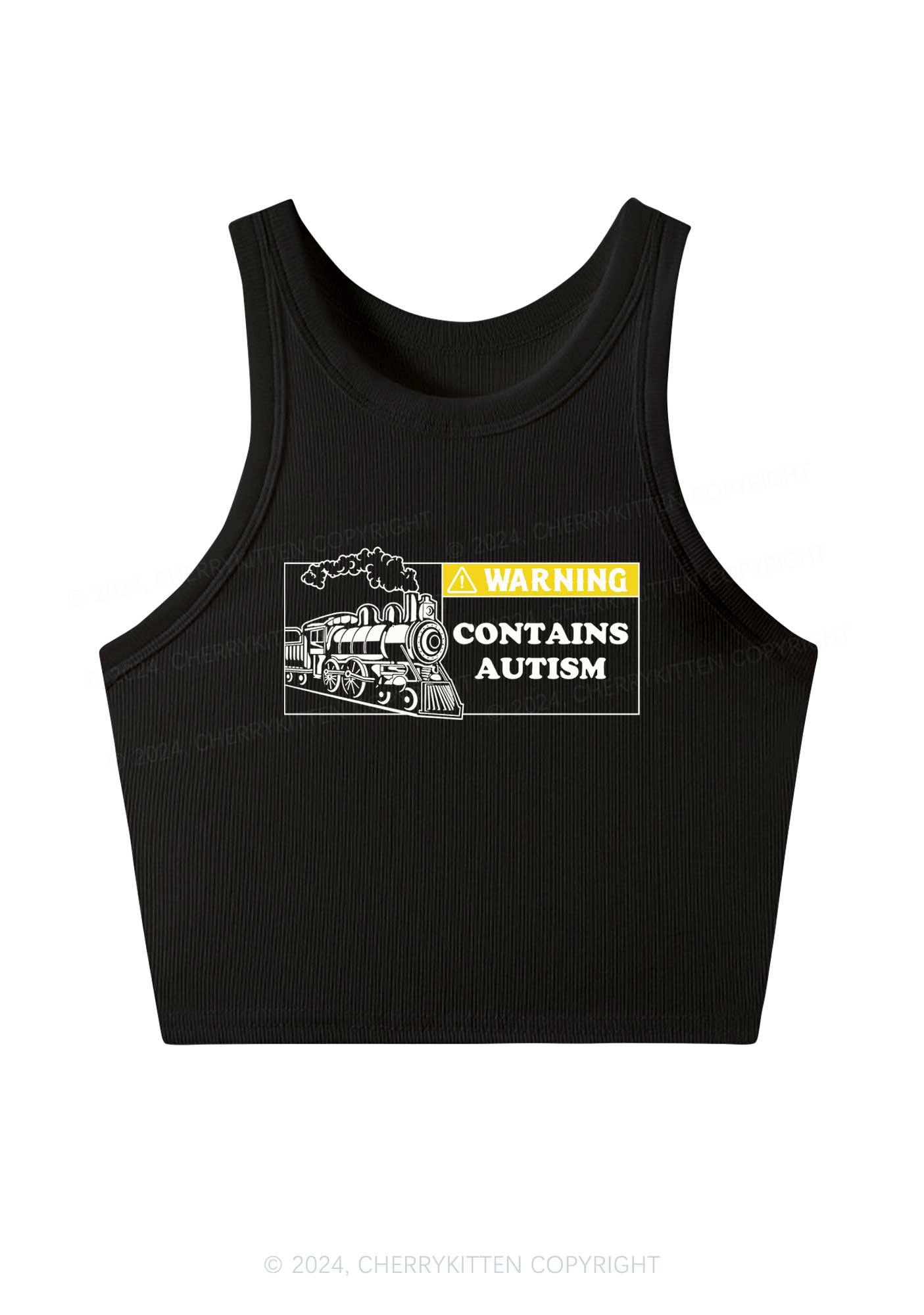 Warning Contains Autism Y2K Crop Tank Top Cherrykitten