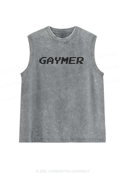 Gaymer Pride Y2K Washed Muscle Tank Cherrykitten
