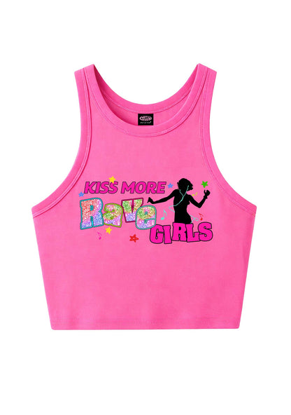 Kiss More Rave Girls Y2K Crop Tank Top Cherrykitten