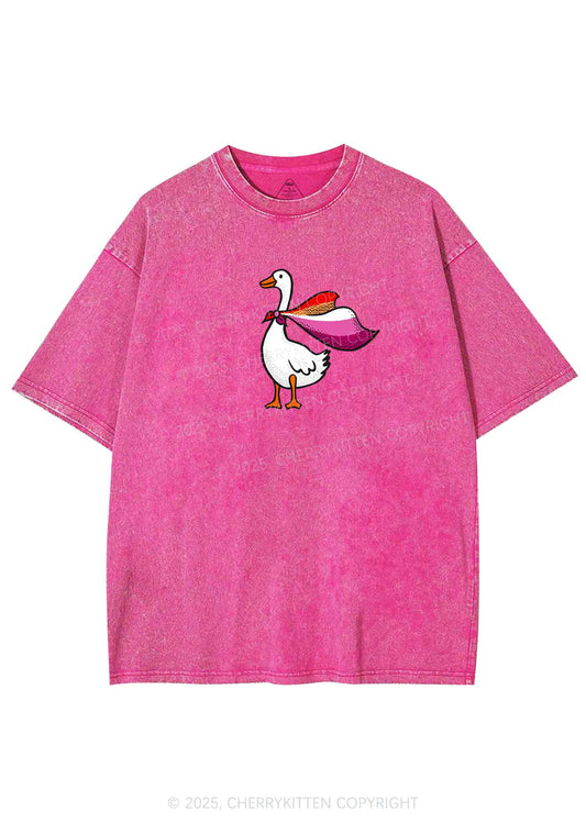 Lesbian Goose Pride Y2K Shirts Washed Tee Cherrykitten