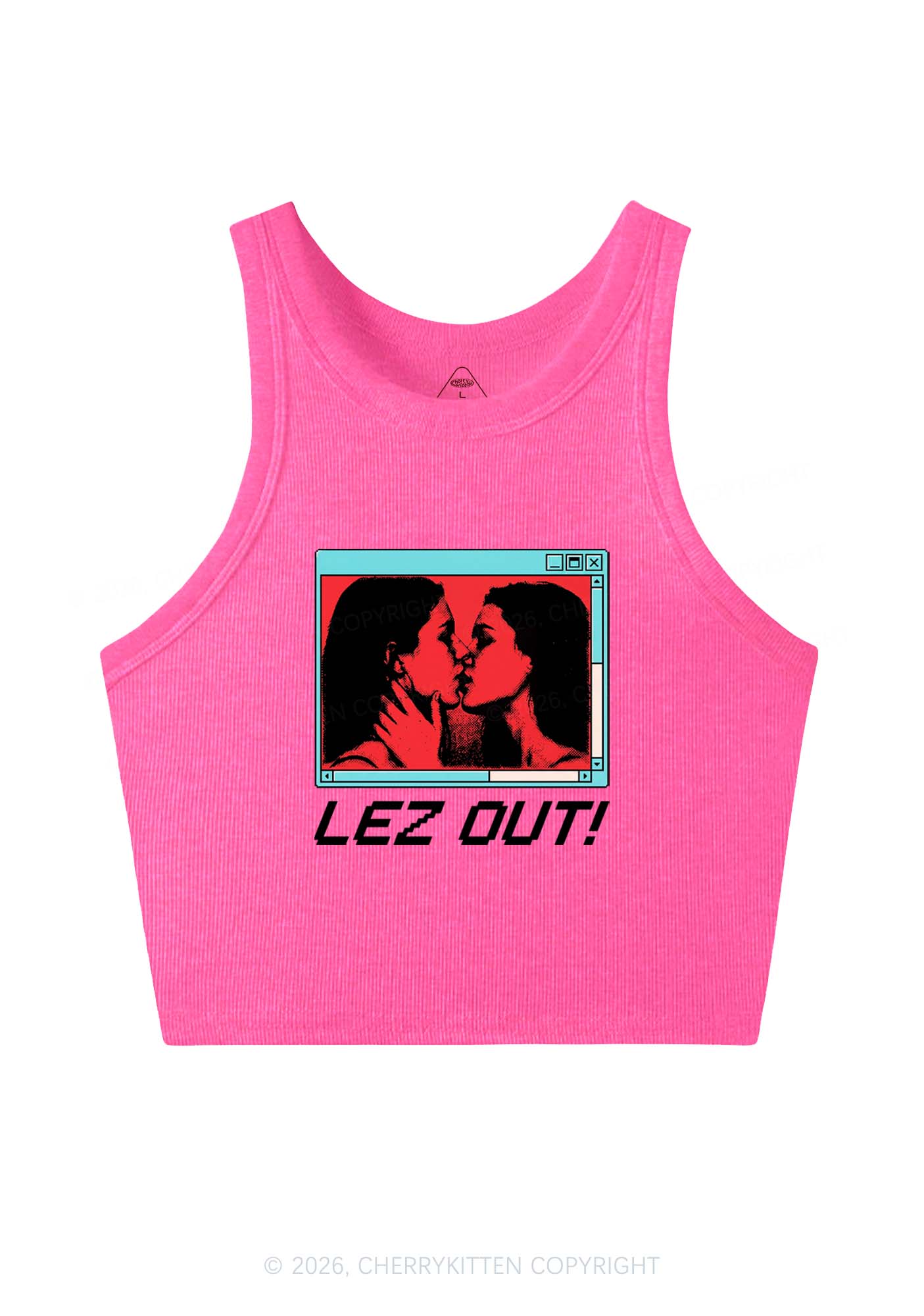 Lez Out Pride Y2K Crop Tank Top Cherrykitten