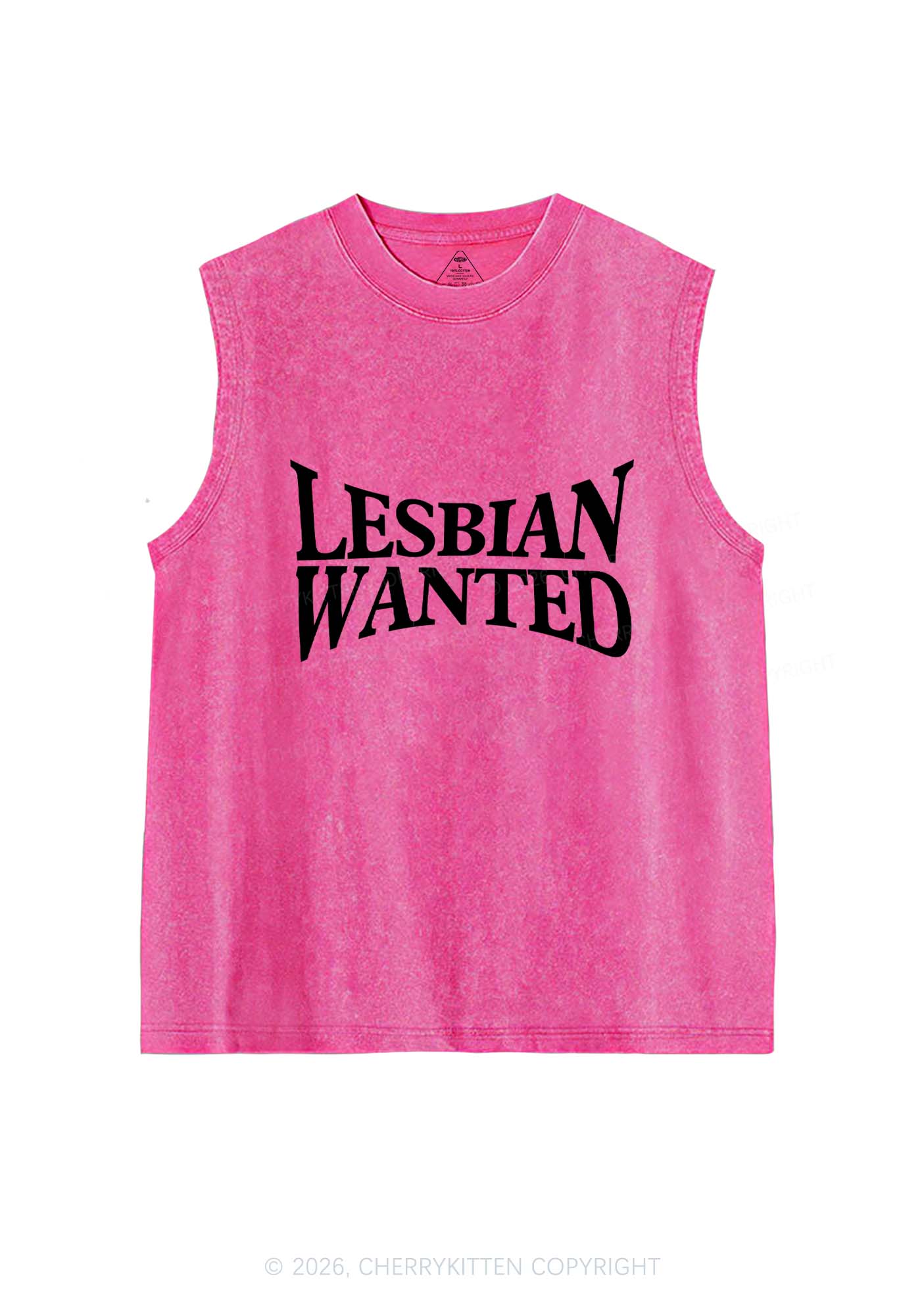 Lesbian Wanted Pride Y2K Washed Muscle Tank Cherrykitten