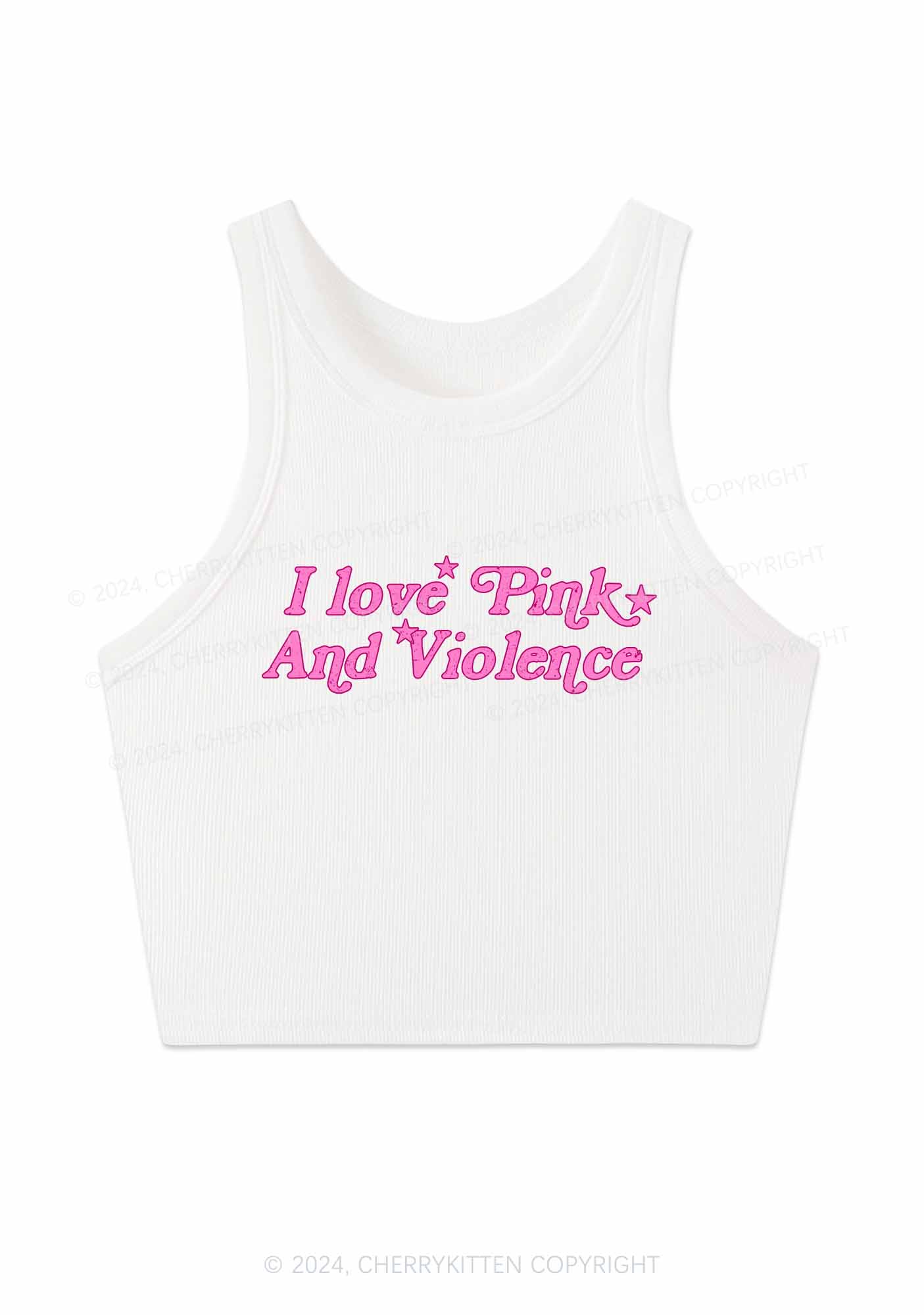 I Love Pink Y2K Crop Tank Top Cherrykitten