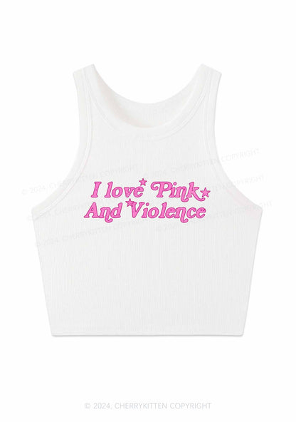 I Love Pink Y2K Crop Tank Top Cherrykitten