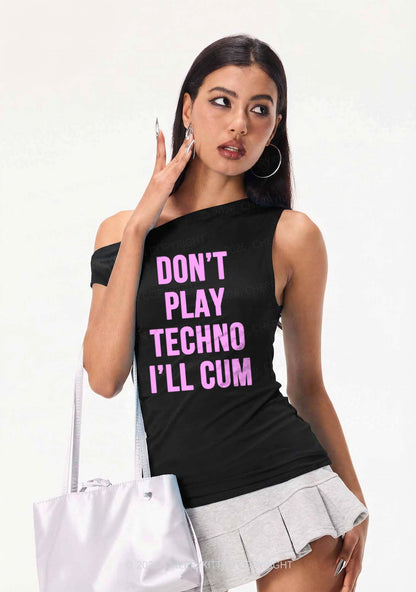 Dont Play Techno Y2K Off Shoulder Tank Top Cherrykitten
