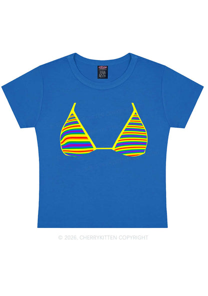 Rainbow Stripe Bra Pride Y2K Baby Tee Cherrykitten